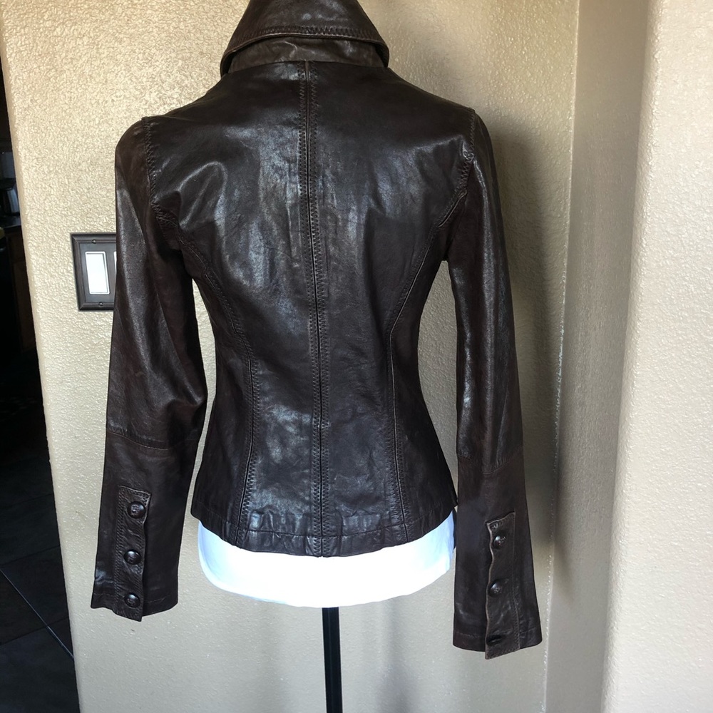Brown leather jacket size small - Picture 5 of 6